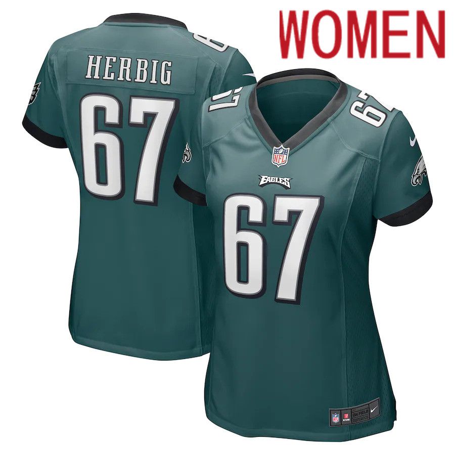 Women Philadelphia Eagles #67 Nate Herbig Nike Midnight Green Game NFL Jersey